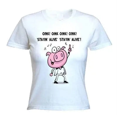 Stayin' Alive Pig Women's Vegetarian T-Shirt