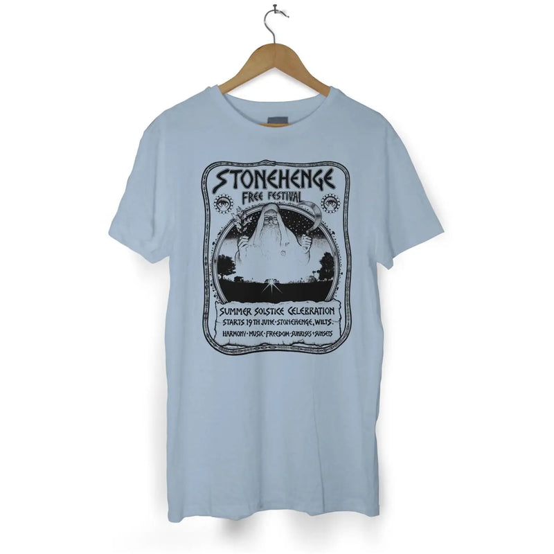 Stonehenge Free Festival Men’s T Shirt - S / Light Blue -