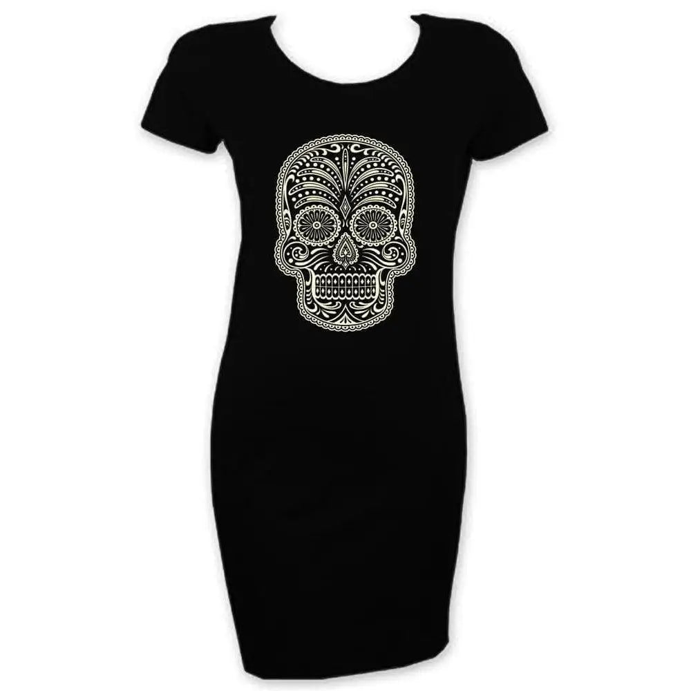 Sugar Skull Day Of The Dead T-Shirt Dress – Tribal T-Shirts
