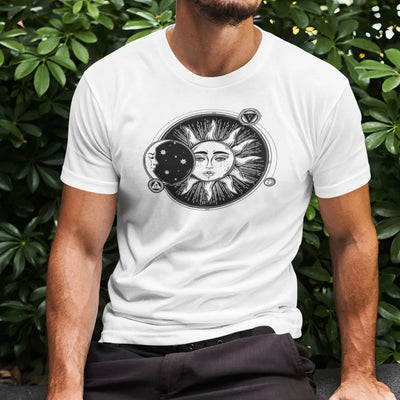 Sun and Moon Eclipse Hipster Tattoo Large Print Men's T-Shirt