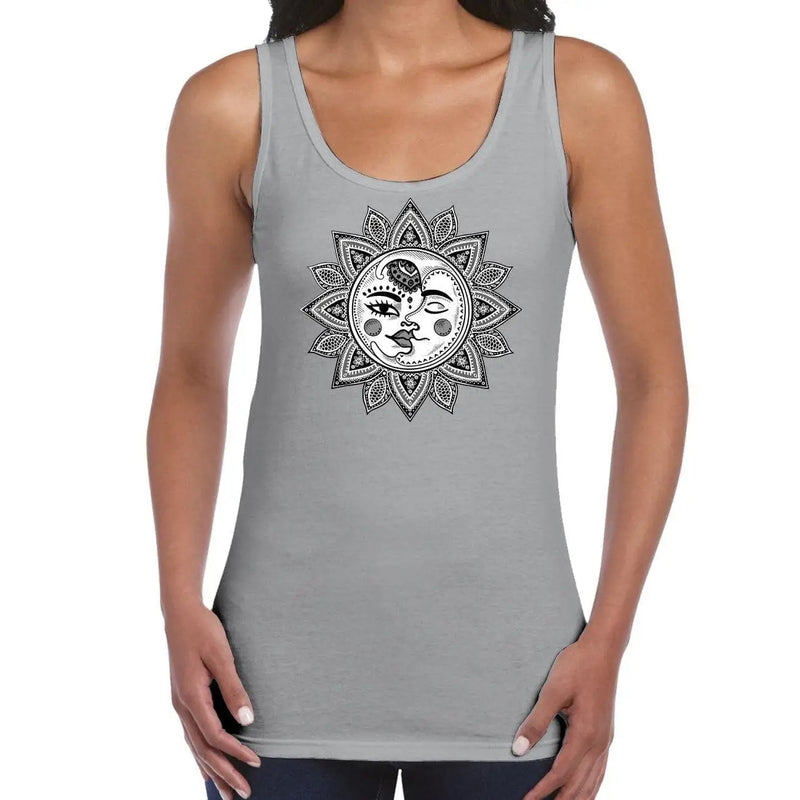 Sun and Moon Mandala Design Tattoo Hipster Large Print Women&