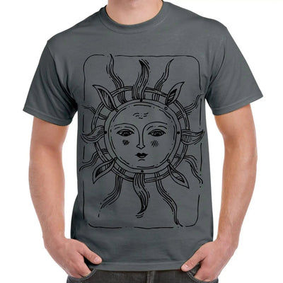 Sun Design Large Print Men's T-Shirt S / Charcoal