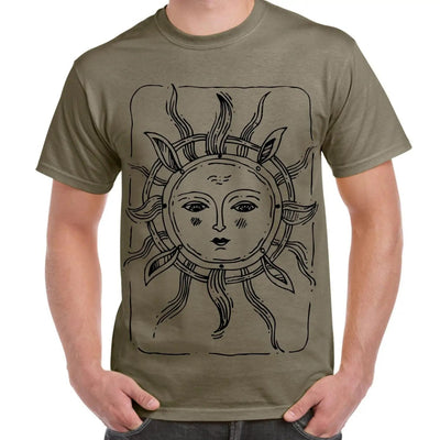 Sun Design Large Print Men's T-Shirt S / Khaki