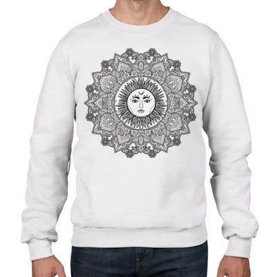 Sun Mandala Tattoo Hipster Men's Sweatshirt Jumper S / White