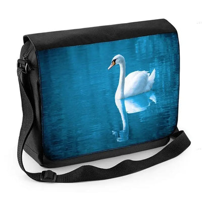 Swan on Blue Lake Laptop Messenger Bag