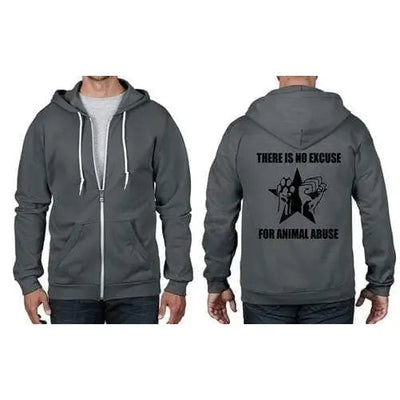 There Is No Excuse For Animal Abuse Zip Hoodie M / Charcoal