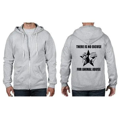 There Is No Excuse For Animal Abuse Zip Hoodie M / Heather Grey
