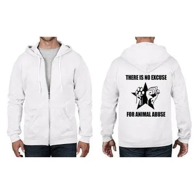 There Is No Excuse For Animal Abuse Zip Hoodie M / White