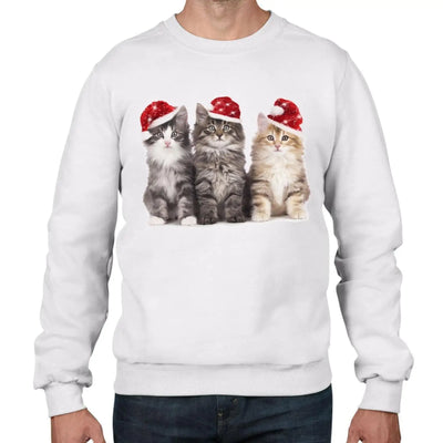 Three Christmas Kittens with Santa Hats Cute Mens Sweatshirt Jumper L