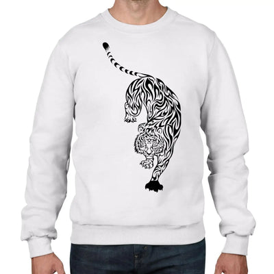 Tiger Large Print Tattoo Hipster Men's Sweatshirt Jumper XL / White