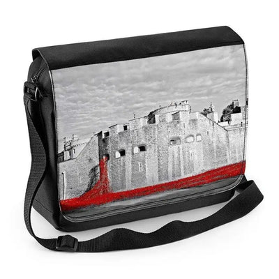 Tower of London Poppies Black and White Laptop Messenger Bag