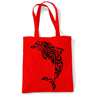 Tribal Dolphin Tattoo Large Print Tote Shoulder Shopping Bag