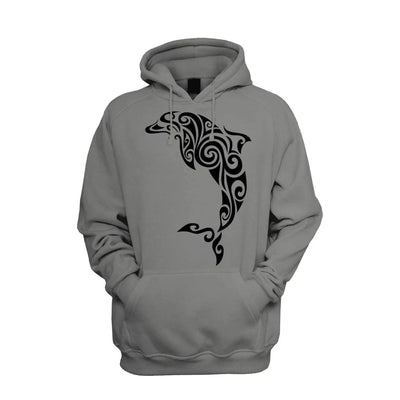 Tribal Dolphin Tattoo Men's Pouch Pocket Hoodie Hooded Sweatshirt XXL / Charcoal
