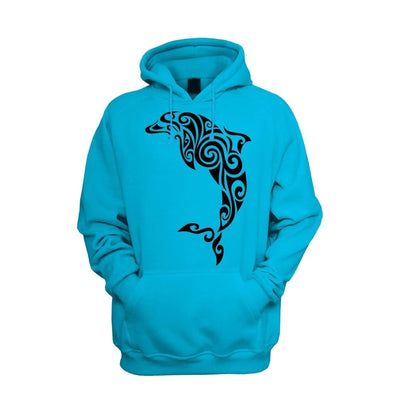 Tribal Dolphin Tattoo Men's Pouch Pocket Hoodie Hooded Sweatshirt XXL / Sapphire Blue