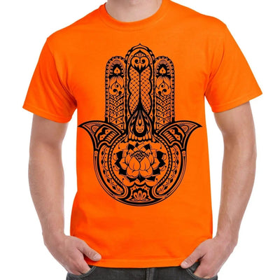 Tribal Hamsa Hand Of Fatima Tattoo Large Print Men's T-Shirt XL / Orange