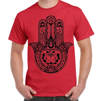 Tribal Hamsa Hand Of Fatima Tattoo Large Print Men's T-Shirt XL / Red