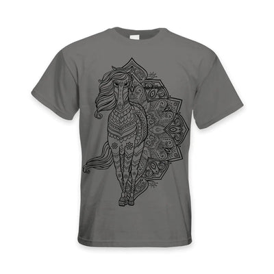 Tribal Horse Tattoo Large Print Men's T-Shirt M / Charcoal