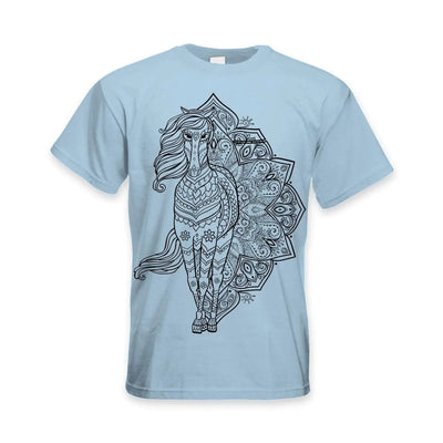 Tribal Horse Tattoo Large Print Men's T-Shirt M / Light Blue
