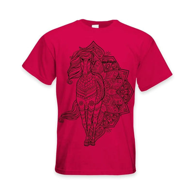 Tribal Horse Tattoo Large Print Men's T-Shirt M / Red