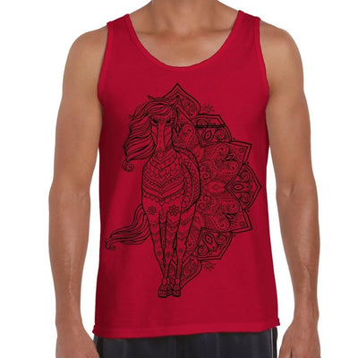 Tribal Horse Tattoo Large Print Men's Vest Tank Top M / Red