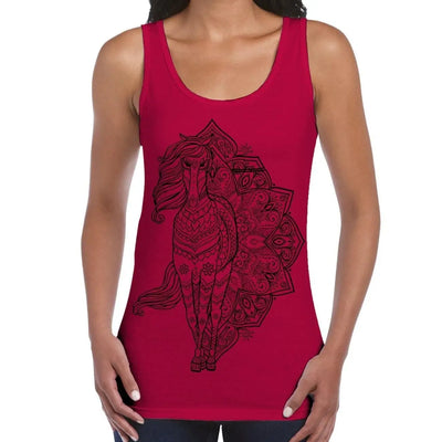 Tribal Horse Tattoo Large Print Women's Vest Tank Top XL / Red