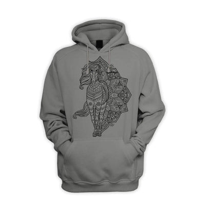 Tribal Horse Tattoo Men's Pouch Pocket Hoodie Hooded Sweatshirt L / Charcoal Grey