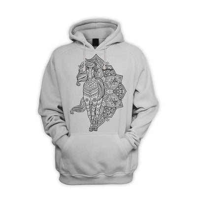 Tribal Horse Tattoo Men's Pouch Pocket Hoodie Hooded Sweatshirt L / Light Grey