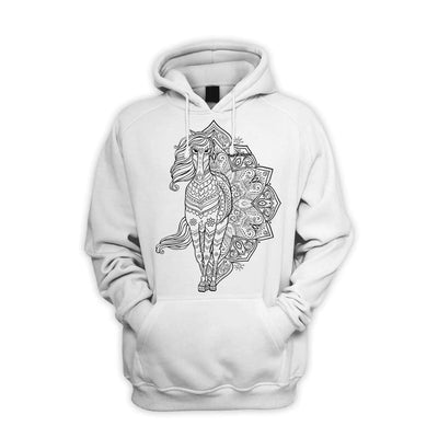 Tribal Horse Tattoo Men's Pouch Pocket Hoodie Hooded Sweatshirt L / White