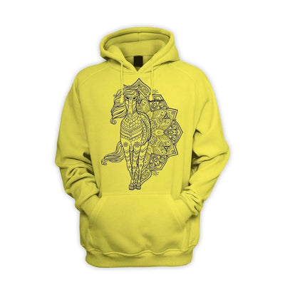 Tribal Horse Tattoo Men's Pouch Pocket Hoodie Hooded Sweatshirt L / Yellow