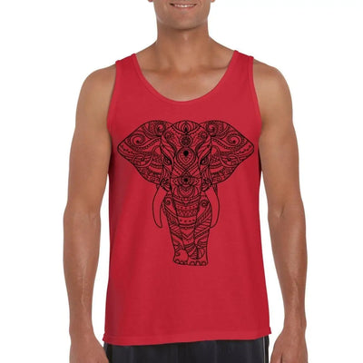 Tribal Indian Elephant Tattoo Large Print Men's Vest Tank Top S / Red