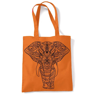 Tribal Indian Elephant Tattoo Large Print Tote Shoulder Shopping Bag