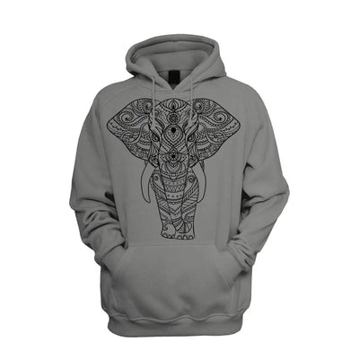 Tribal Indian Elephant Tattoo Men's Pouch Pocket Hoodie Hooded Sweatshirt XXL / Charcoal