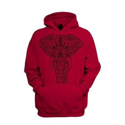 Tribal Indian Elephant Tattoo Men's Pouch Pocket Hoodie Hooded Sweatshirt XXL / Red