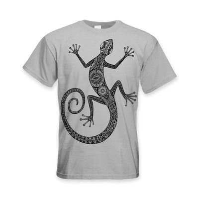 Tribal Lizard Tattoo Large Print Men's T-Shirt 3XL / Light Grey