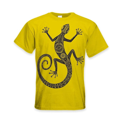 Tribal Lizard Tattoo Large Print Men's T-Shirt 3XL / Yellow