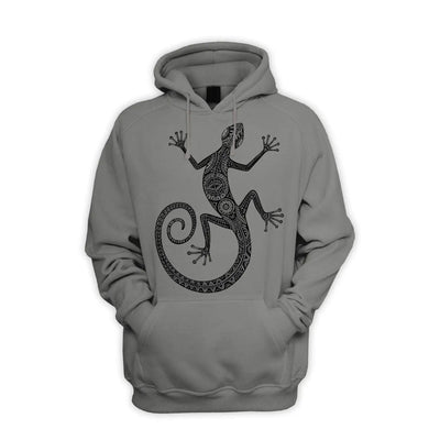 Tribal Lizard Tattoo Men's Pouch Pocket Hoodie Hooded Sweatshirt S / Charcoal Grey