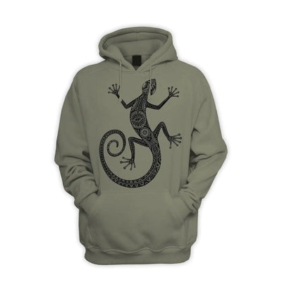 Tribal Lizard Tattoo Men's Pouch Pocket Hoodie Hooded Sweatshirt S / Khaki