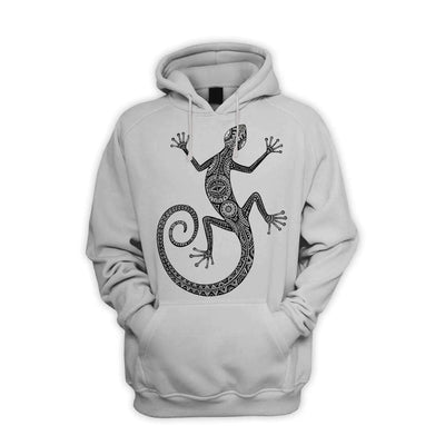 Tribal Lizard Tattoo Men's Pouch Pocket Hoodie Hooded Sweatshirt S / Light Grey