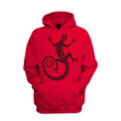Tribal Lizard Tattoo Men's Pouch Pocket Hoodie Hooded Sweatshirt S / Red