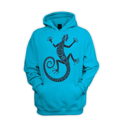 Tribal Lizard Tattoo Men's Pouch Pocket Hoodie Hooded Sweatshirt S / Sapphire Blue