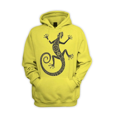 Tribal Lizard Tattoo Men's Pouch Pocket Hoodie Hooded Sweatshirt S / Yellow