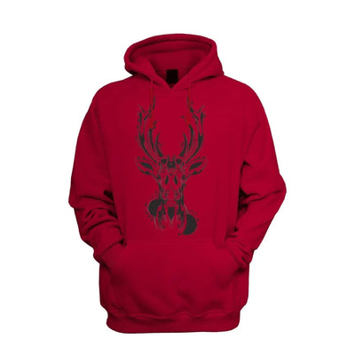 Tribal Stags Head Men's Pouch Pocket Hoodie Hooded Sweatshirt XXL / Red