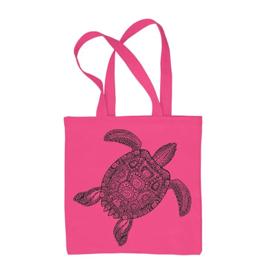 Tribal Turtle Tattoo Hipster Large Print Tote Shoulder Shopping Bag Hot Pink