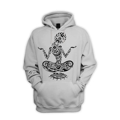 Tribal Yoga Lotus Pose Tattoo Men's Pouch Pocket Hoodie Hooded Sweatshirt M / Light Grey