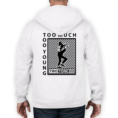 Two Tone Too Much Too Young Logo Full Zip Hoodie XXL / White