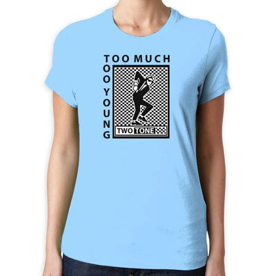Two Tone Too Much Too Young Logo Women's T-Shirt M / Light Blue