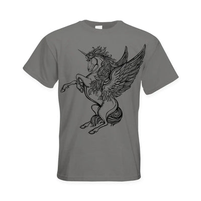 Unicorn Large Print Men's T-Shirt L / Charcoal