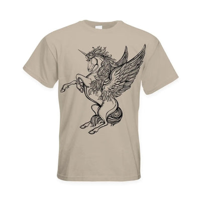Unicorn Large Print Men's T-Shirt L / Khaki