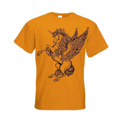 Unicorn Large Print Men's T-Shirt L / Orange