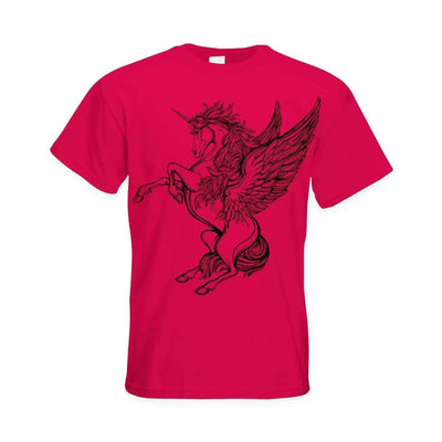 Unicorn Large Print Men's T-Shirt L / Red